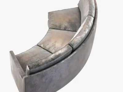 Cusom made assymetric curved grey velvet sofa 3D model