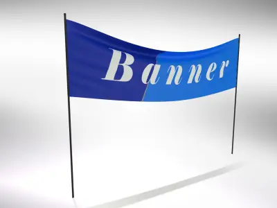 Banner  Poles- Animated Demonstration banner Low-poly 3D model