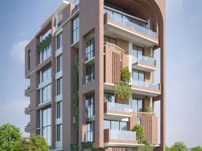 Modern residential building Design Exterior rendering 3D model