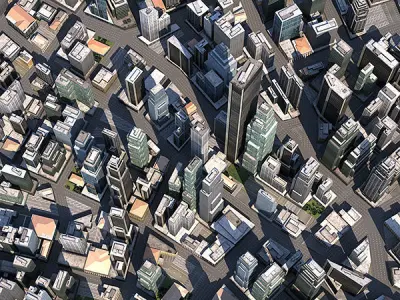 LowPoly City Textured Low-poly 3D model