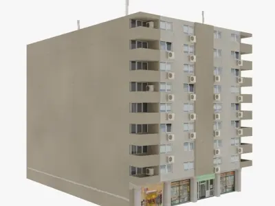 Arab Apartment Buildings Set Low-poly 3D model