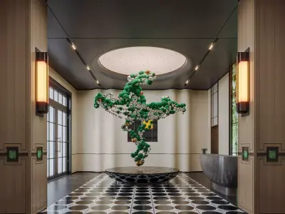 Modern reception lobby 3D model 11