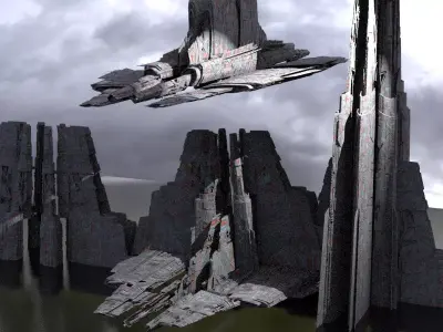 Stargate Pyramid City 5 ships 3D model