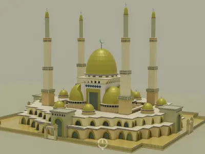 Mosque gold lowpoly 3D model