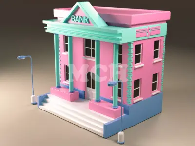 isometric Bank Low-poly 3D model