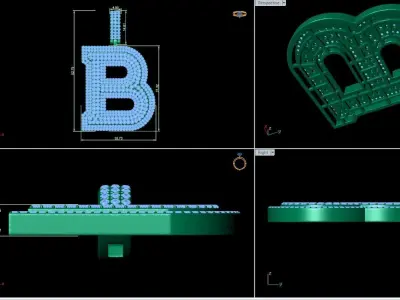 Alphabet Latter B Diamond Pendent 3D print model