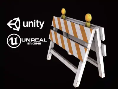 Construction Barrier - PBR Game Ready Low-poly 3D model