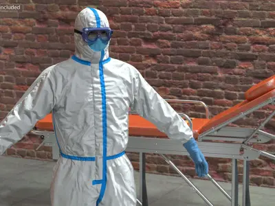  Man in Disposable Medical Protective Suit Rigged 