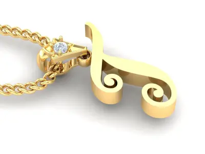 Alphabet V3 Light Gold  Font Pendant T 3D print model