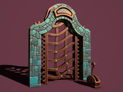 Fantasy gate Low-poly 3D model