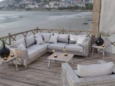 Beach Terrace Blender Scene - DAY 3D model