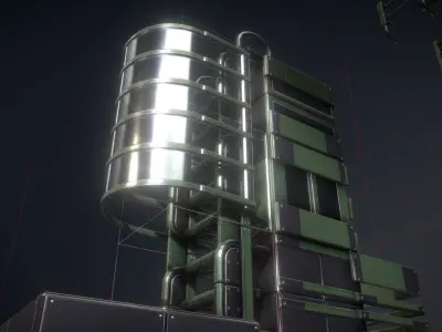 Futuristic Ladders Green Painted Metal Modular  Low-poly 3D model