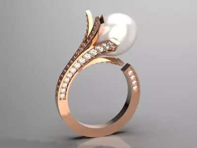 flower pearl ring pr0007 3D print model
