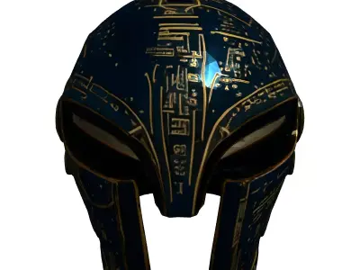 SciFi Warrior Helmet with Runes Low-poly 3D model
