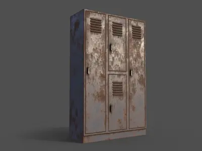 PBR School Gym Locker 05 - Grey Low-poly 3D model