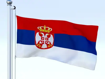 Animated Serbia Flag Low-poly 3D model