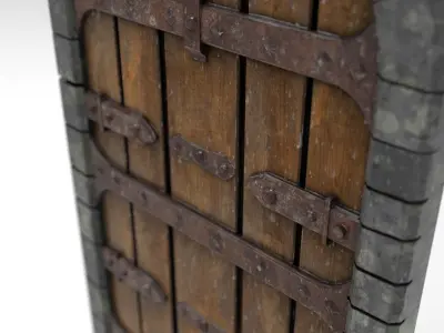 Medieval Wooden Door 3D Model  Low-poly 3D model