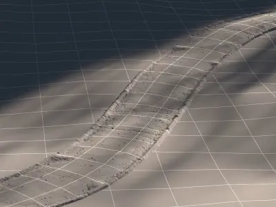 Cracked asphalt path 3D model