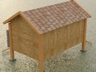 Chickenhouse wooden house with roof Low-poly 3D model