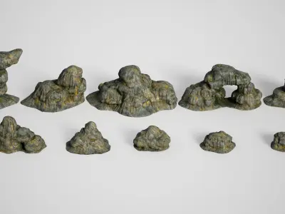 10 Modular Cave Bases - 250127 Low-poly 3D model