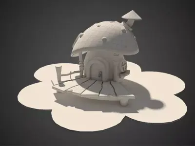 Stylized mushroom cartoon Low-poly 3D model