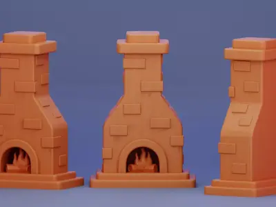 Miniature Cozy Fireplace STL 3D print model