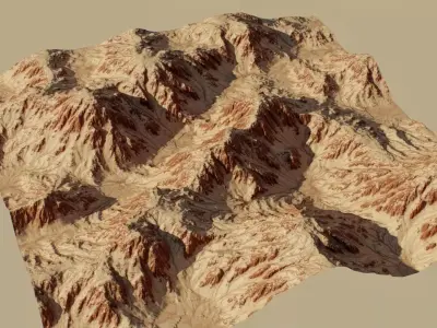 Red Sandy Rocky Terrain 4k PBR Landscape Low-poly 3D model