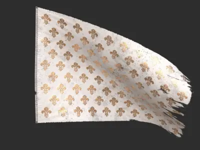 Royal French Flag until 1792 Low-poly 3D model