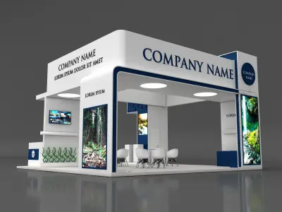Booth Exhibition Stand Stall 8x8m Height 500 cm 4 Side Open 3D model