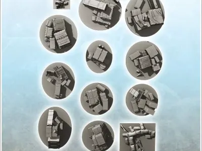 Set of battlefield accessories with ammunition boxes 1 3D print model