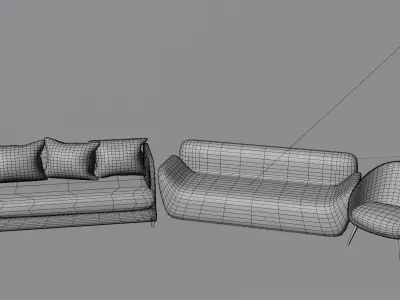 3 realistic sofa  3D model
