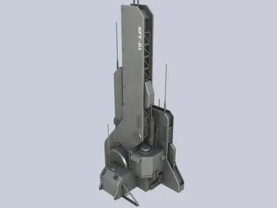 Scifi tower Low-poly 3D model