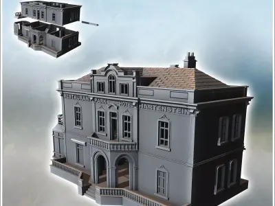 Baroque hotel with balustrades Hartenstein Bavaria Germany - Wor 3D print model