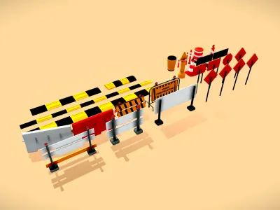 Traffic Props Low-Poly Low-poly 3D model