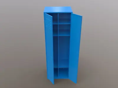 PBR School Gym Locker 09 - Blue Light Low-poly 3D model