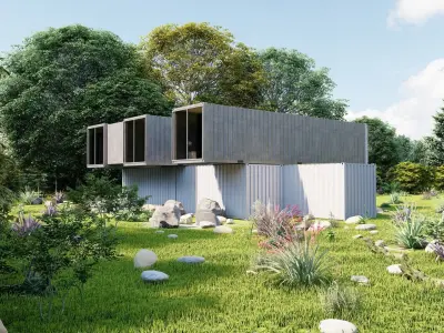 Temporary villa - villa condo - container building 3D model