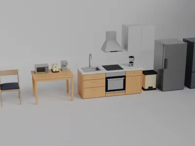 Low Poly Kitchen Props Pack  Game Ready 3D Asset Collection Free low-poly 3D model