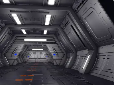 Sci Fi Corridor Spaceship Interior 3D model