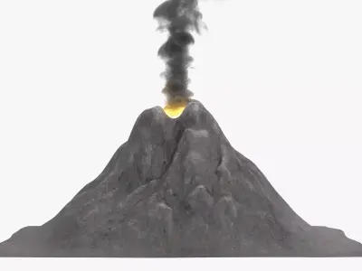 -Volcano Stylized  - Active with smoke simulation for Blender- 3D model