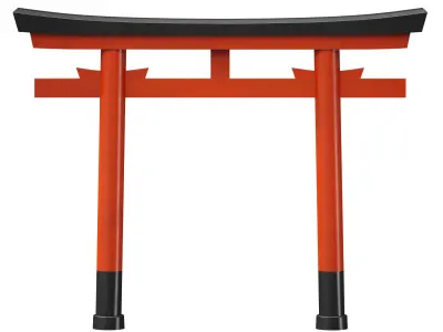 Torii Japanese arch sacred gate to a Shinto shrine 3D model