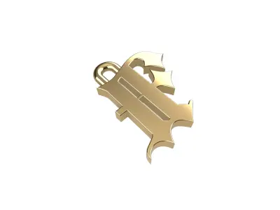 Gothic Letter F Pendant 3D print model