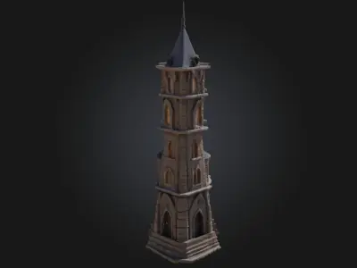 Twin Towers of Light  Beacons in a Mystical Realm 3D model