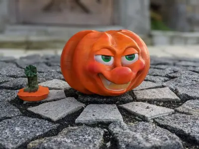 Smirking Cartoon Pumpkin 3D print model