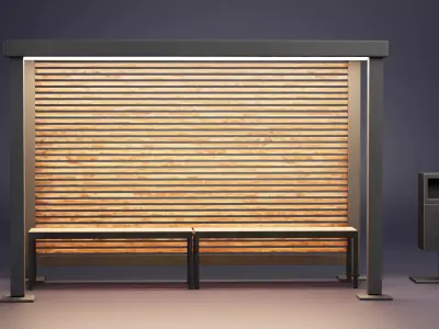 Modern Bus Stop Shelter V1 Low-poly 3D model