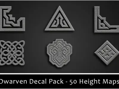 3DT Dwarven Ornamental Decal and Stamp Pack Low-poly 3D model