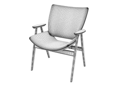Shell Wood Armlounge Upholstered 3D model