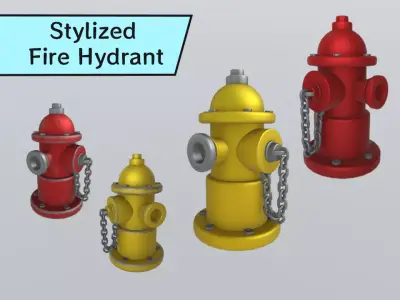 Stylized Fire Hydrant Set 3D model