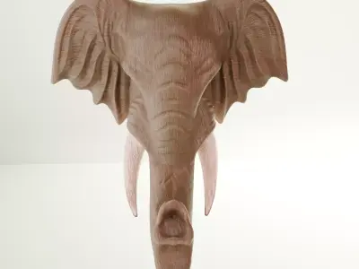 Elephant Wooden Sculpture 3D model