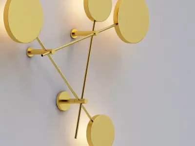 DOTOS 2 gold wall lamp with three circles 3D model