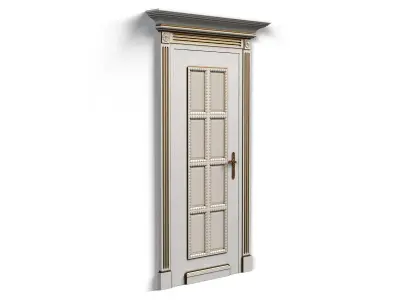 Door0019 wooden door with glass panels 3D model